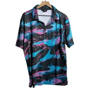 Greenside Mens Polo Golf Bugiee Abstract Pattern‎  Polo Shirt Activewear Large